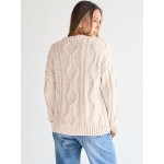 Women's Oversized Cable Knit Crewneck Sweaters