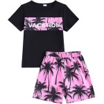 Boy's Summer Outfits Shorts Sleeve Crewneck T Shirt Tops Tees Shorts Sets Boy's 2 Piece Outfits