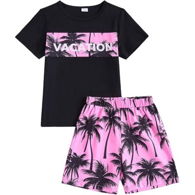 Boy's Summer Outfits Shorts Sleeve Crewneck T Shirt Tops Tees Shorts Sets Boy's 2 Piece Outfits