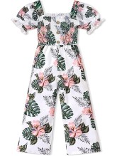Girls Romper One Piece Girls' Jumpsuits & Rompers Short Sleeve Girls Jumpsuit Floral Smocked Girls Clothes