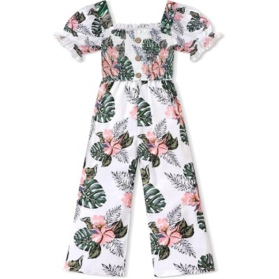 Girls Romper One Piece Girls' Jumpsuits & Rompers Short Sleeve Girls Jumpsuit Floral Smocked Girls Clothes